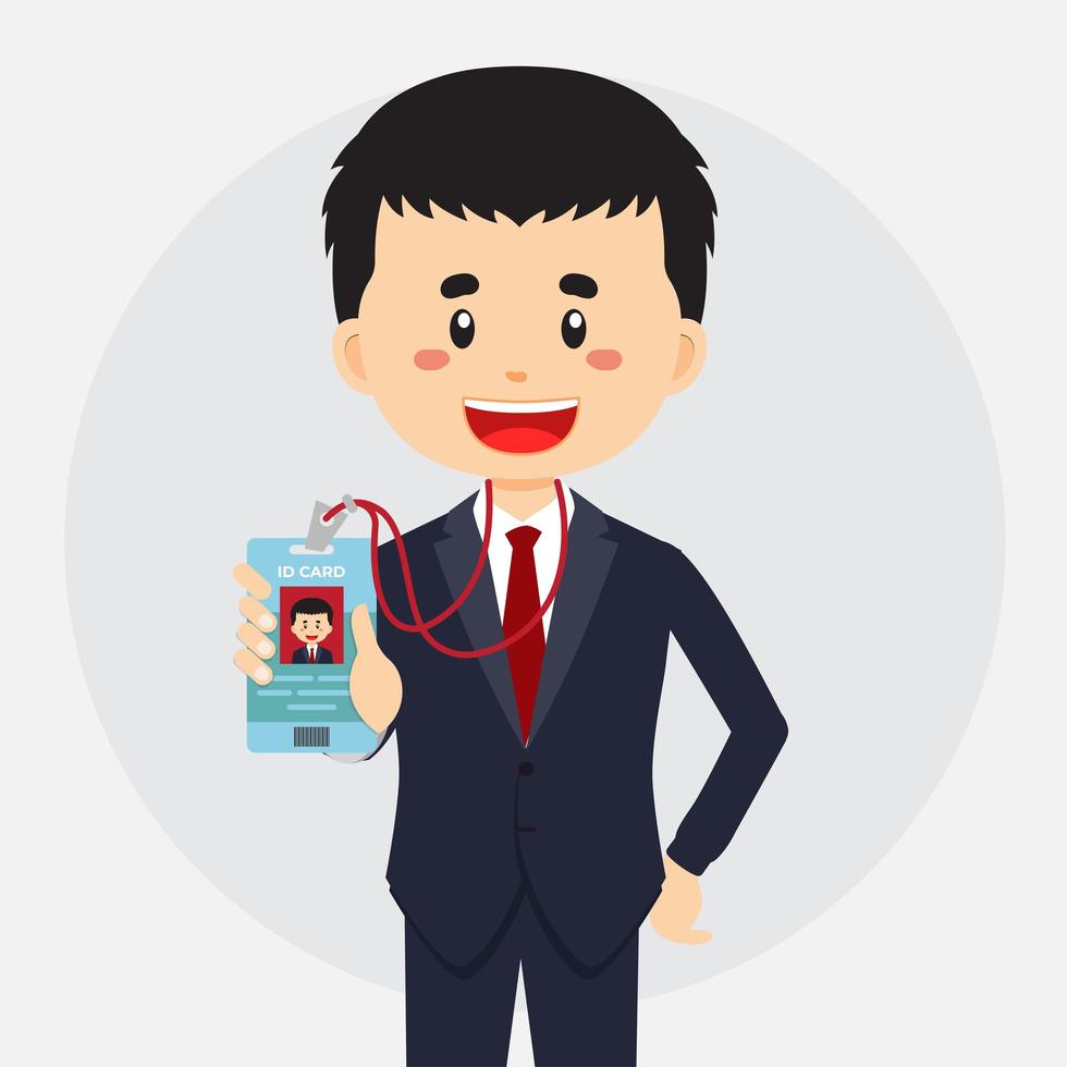 Businessman Shows His Tag Badge Id Card vector