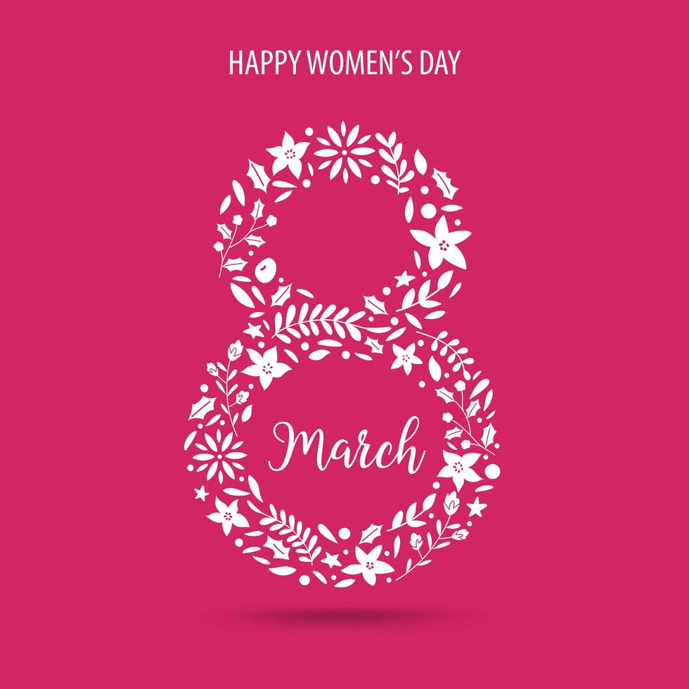 March 8, Women's day design element with flower and leaves. vector