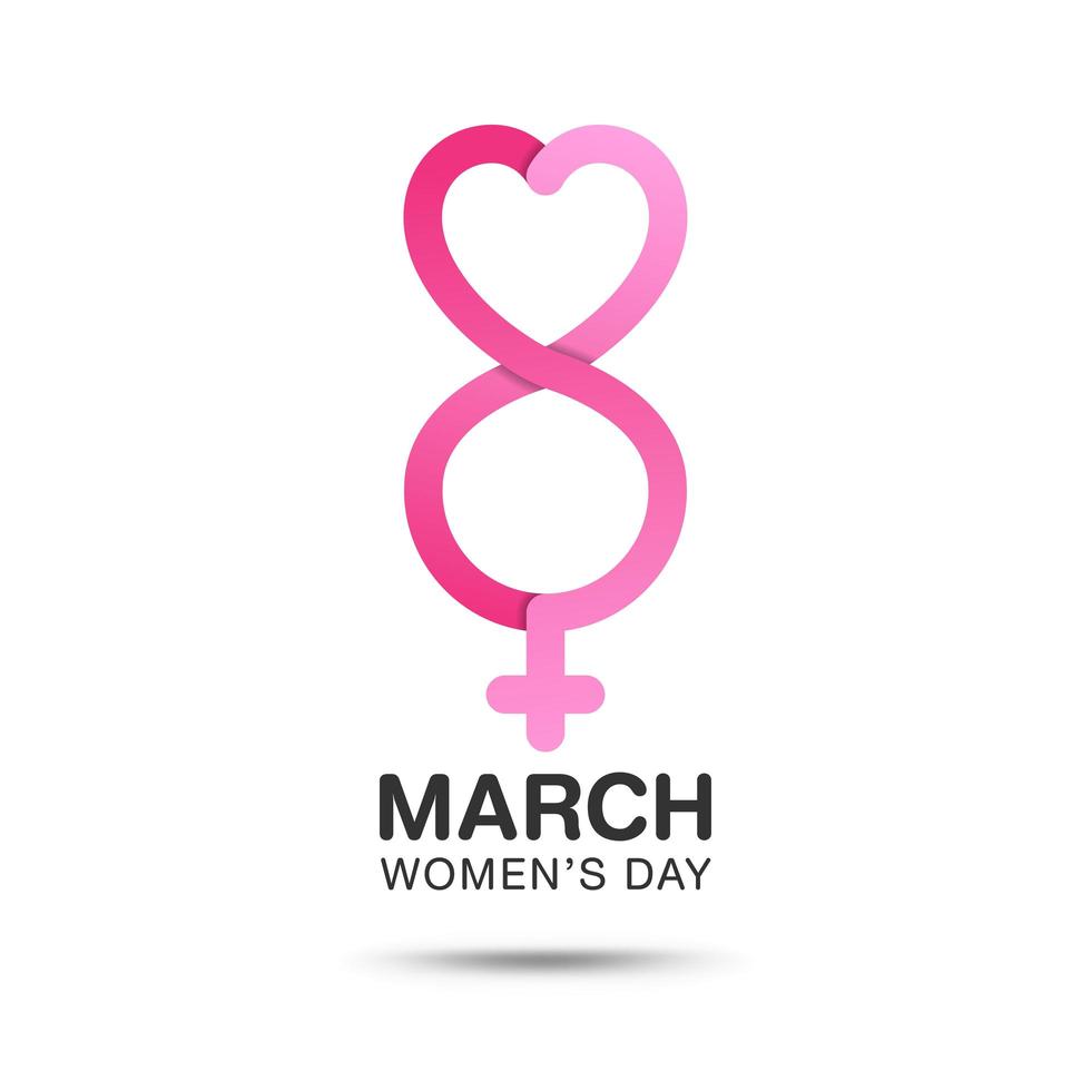 March 8, Women's day typographic on pink background. vector