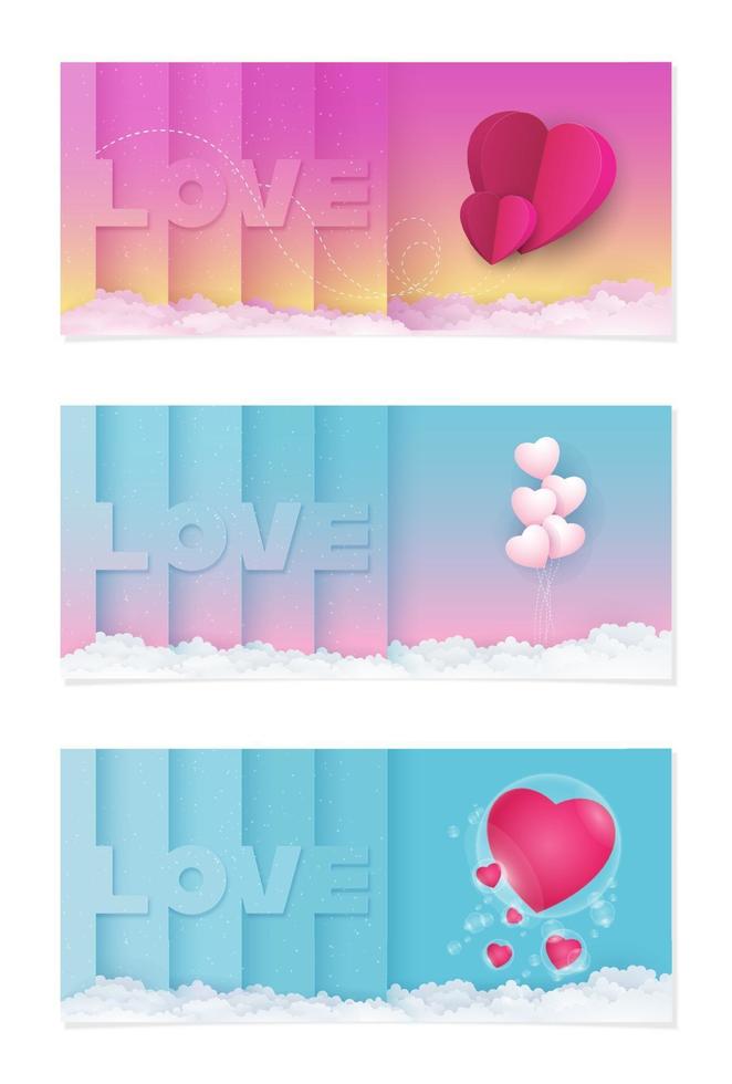 Love and hearts set. Beautiful vector illustration of graphic style.