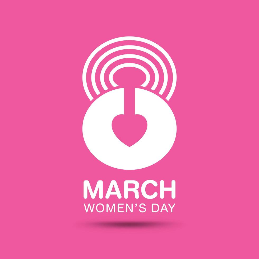 March 8, Women's day typographic on pink background. vector