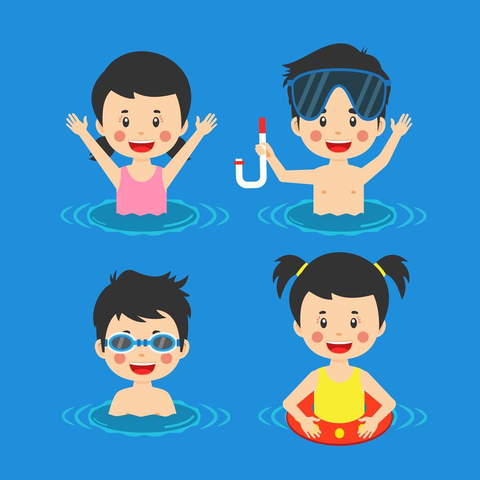 Kids Having Fun Swimming Sea vector