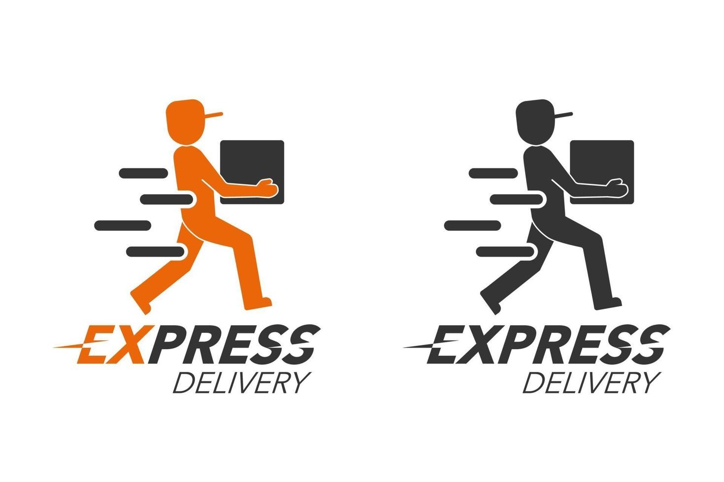 Express delivery icon concept. Delivery man service, order, worldwide, fast and free shipping. Modern design. vector