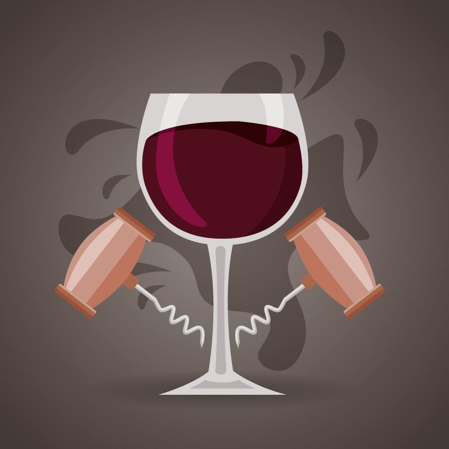 Wine design with full glass and corkscrew vector