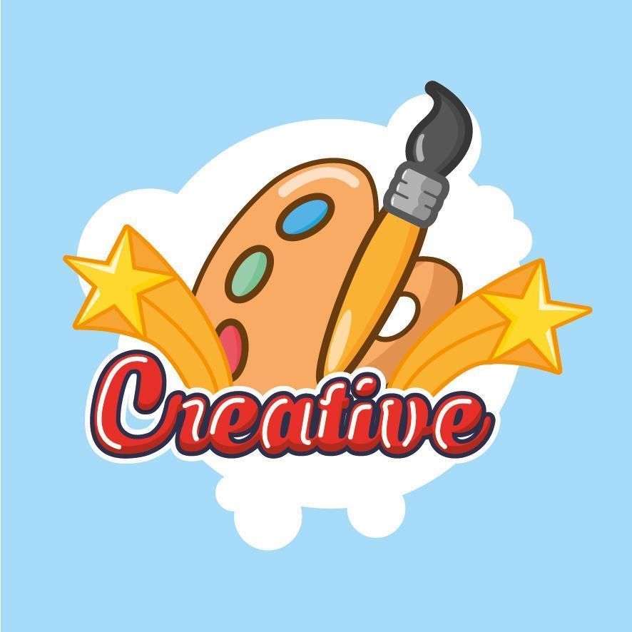 creative lettering with paint brush and color palette vector