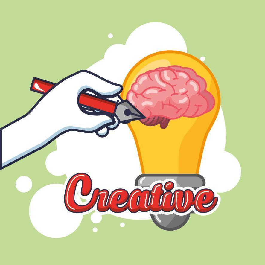 Brain organ with creative light bulb vector