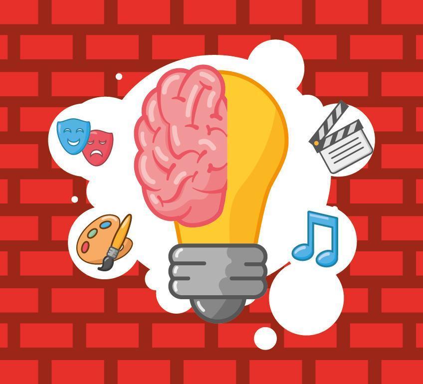 Brain organ with creative light bulb vector