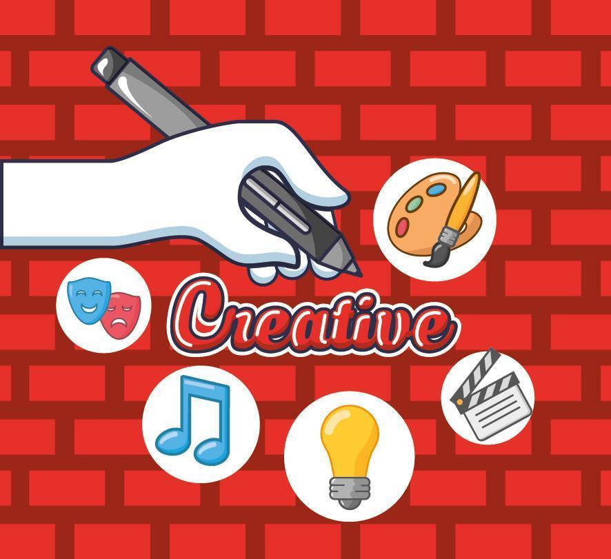 creative lettering with hand writing and accessories vector