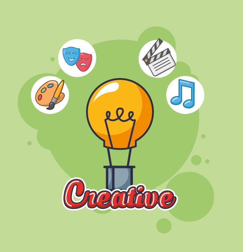 Light bulb and creative arts icons vector