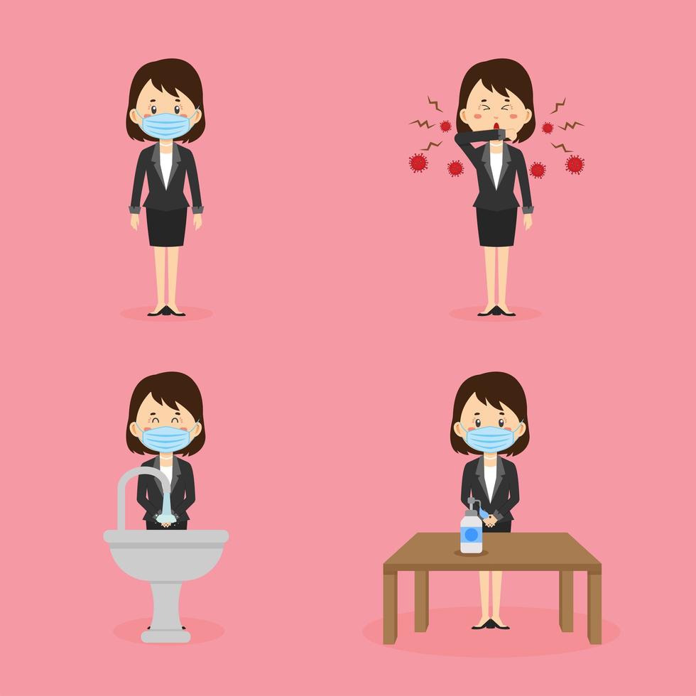 Set of Coronavirus Protocols Characters vector