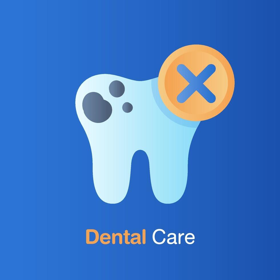 concepto de cuidado dental. mala higiene dental, prevención, chequeo y tratamiento dental. vector