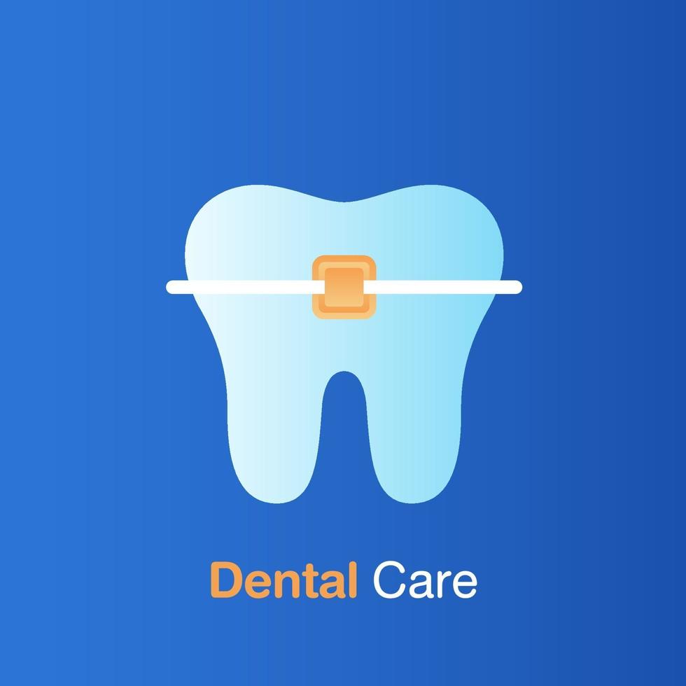 concepto de cuidado dental. cuidado de frenillos, buena higiene dental, prevención, chequeo y tratamiento dental. vector