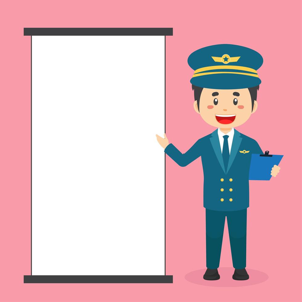 Pilot Character with Blank Board vector