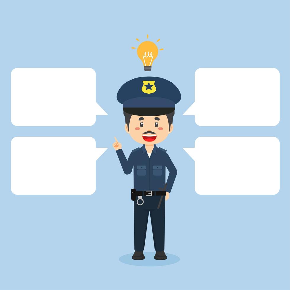 Police Character Shows Get Idea with Bubble Text vector