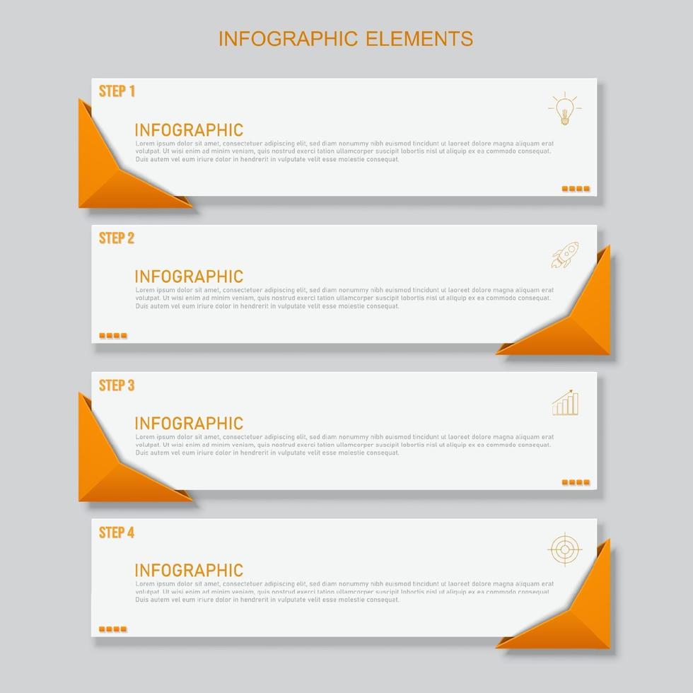 Orange infographic elements template. Business concept with 4 steps. vector