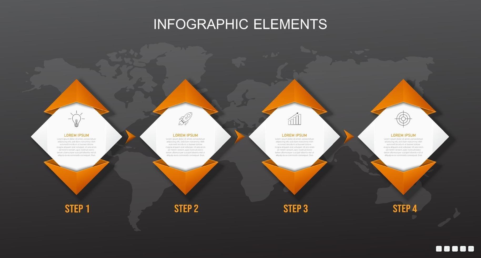 Orange and black infographic elements template vector