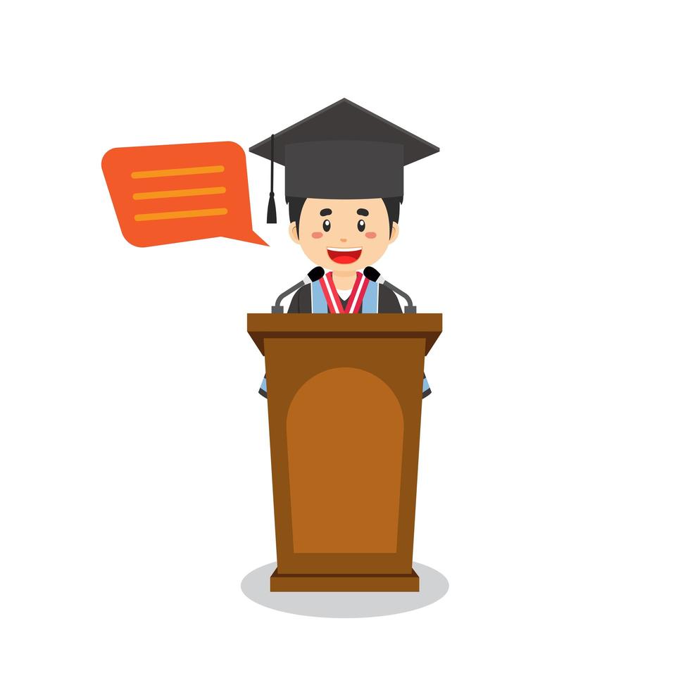 Boy Says Farewell Speech Her Graduation vector