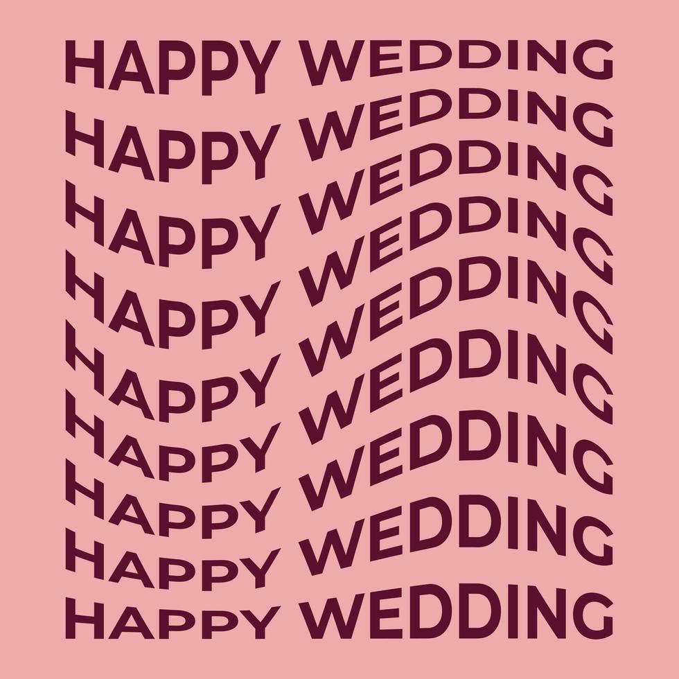 Happy Wedding, wave text vector illustration abstract shape. Graphic vector element with warp effect for your design