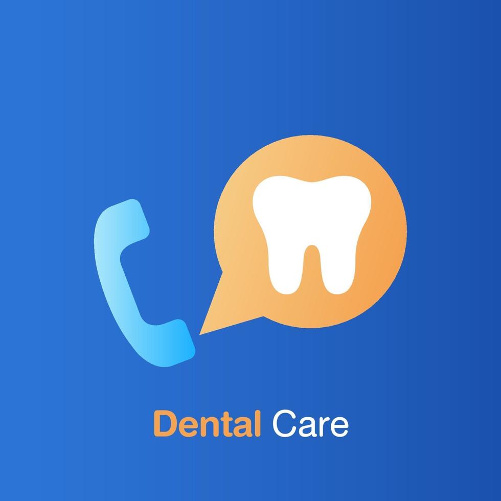 concepto de cuidado dental. centro de llamadas de información de servicio dental. vector