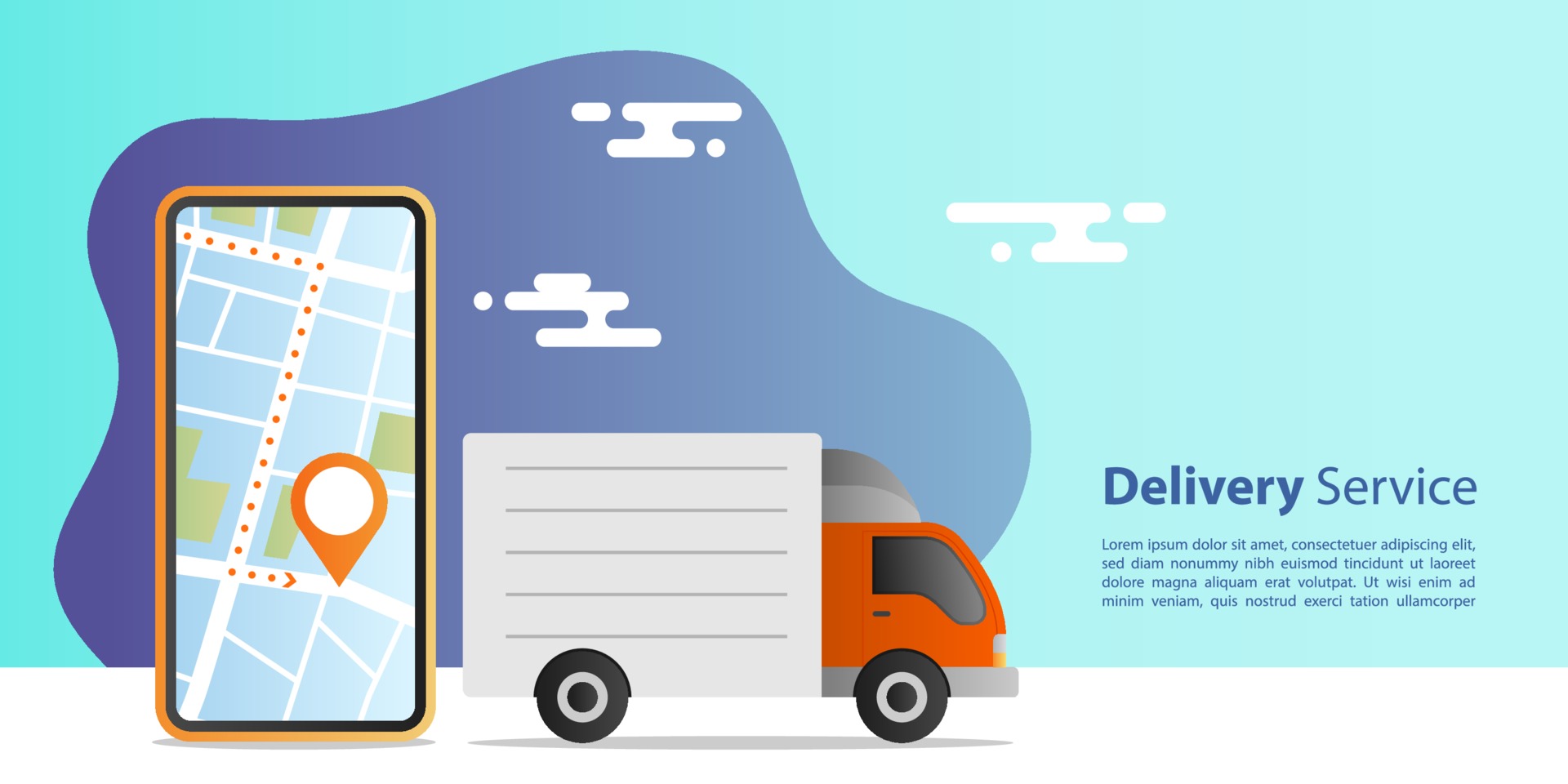 Online express delivery concept. Truck delivery for service with location mobile application. E-commerce concept. 1963437 Vector Art at Vecteezy