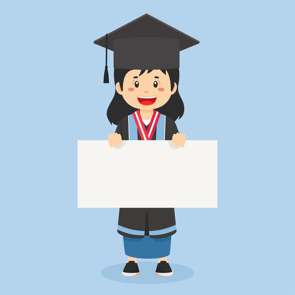 Graduate Student Girl Hold Blank Board vector