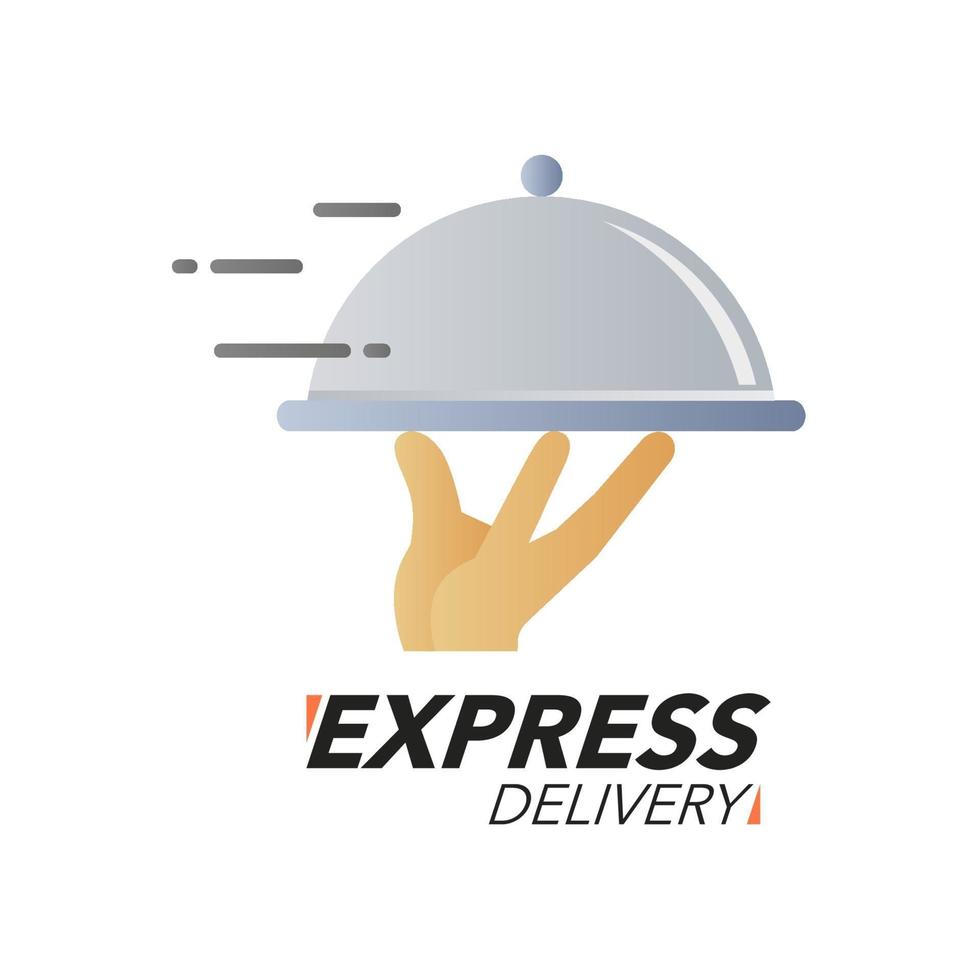 Express delivery icon concept. Hand holding the dish icon for service, order, fast, free and worldwide shipping. vector