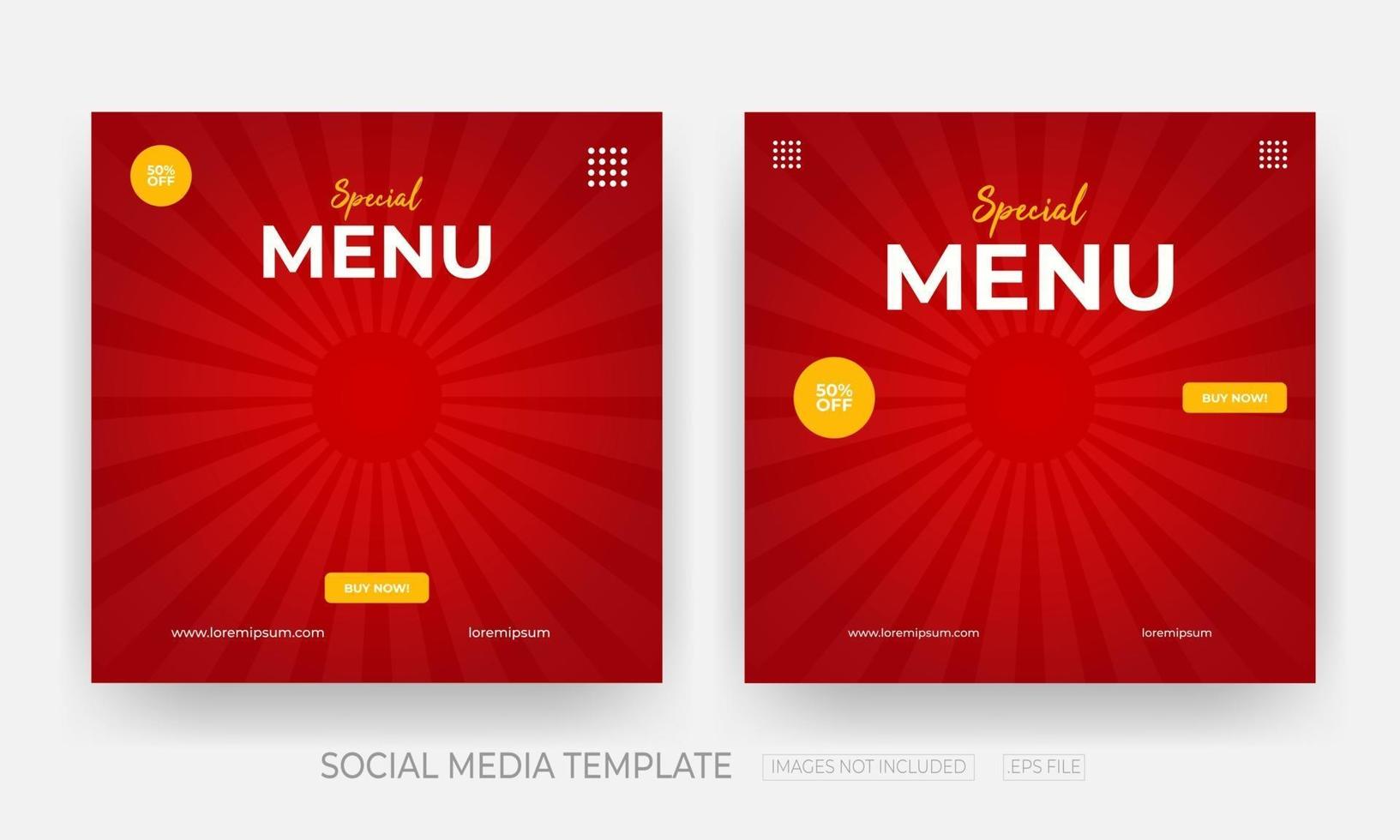 Set Of Food social media banner post template vector