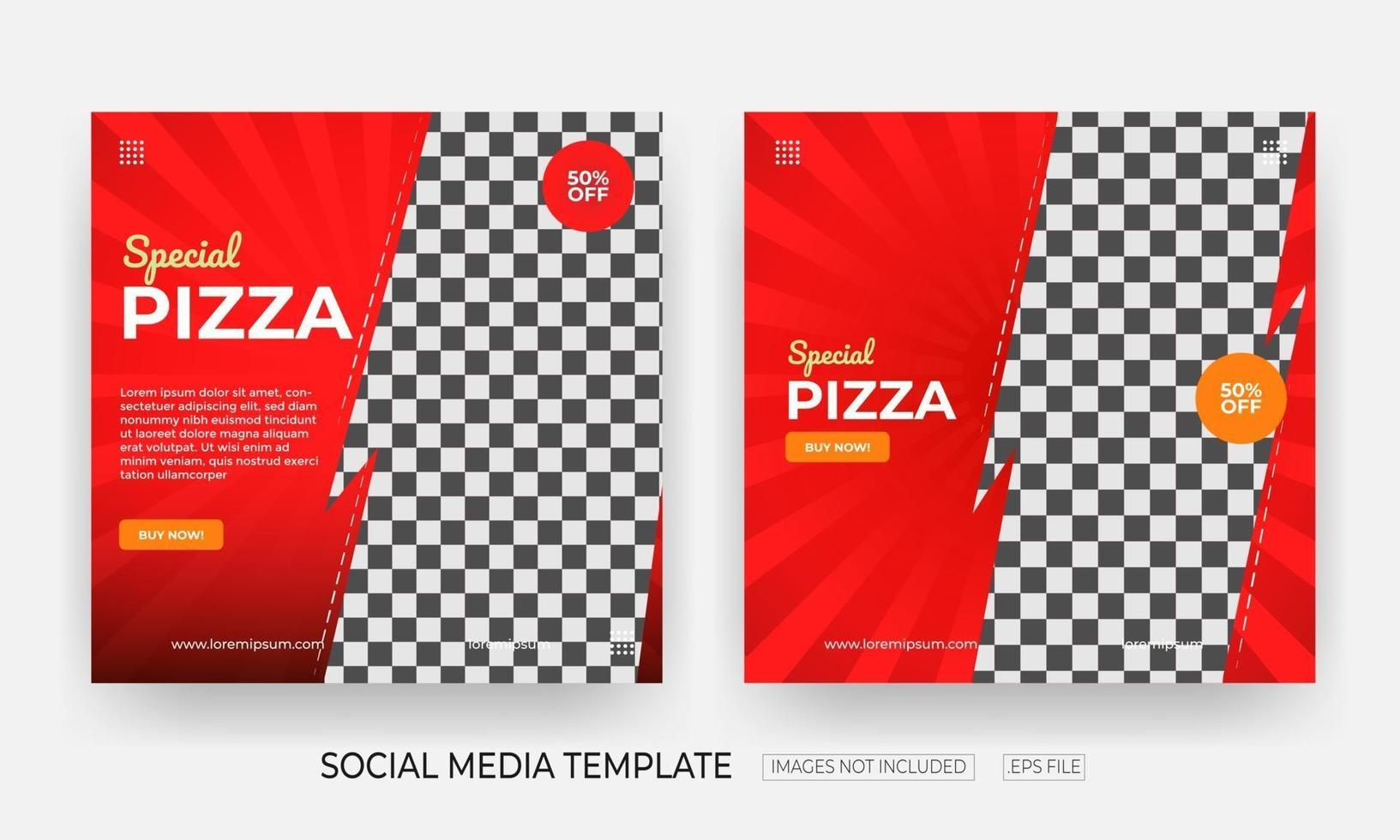 Set Of Food social media banner post templates vector