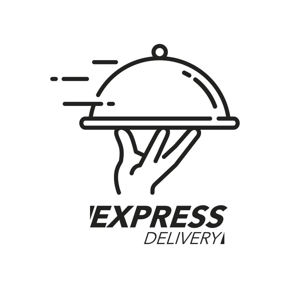 Express delivery icon concept. Hand holding the dish icon for service, order, fast, free and worldwide shipping. vector