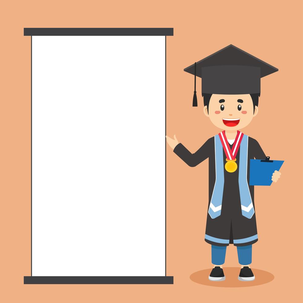 Graduated Student with Blank Board vector
