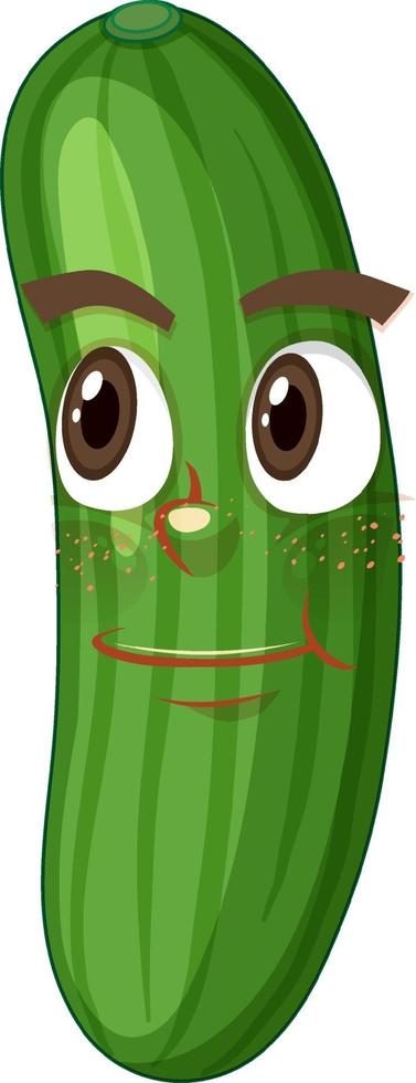 personaje de dibujos animados de pepino con expresión facial vector