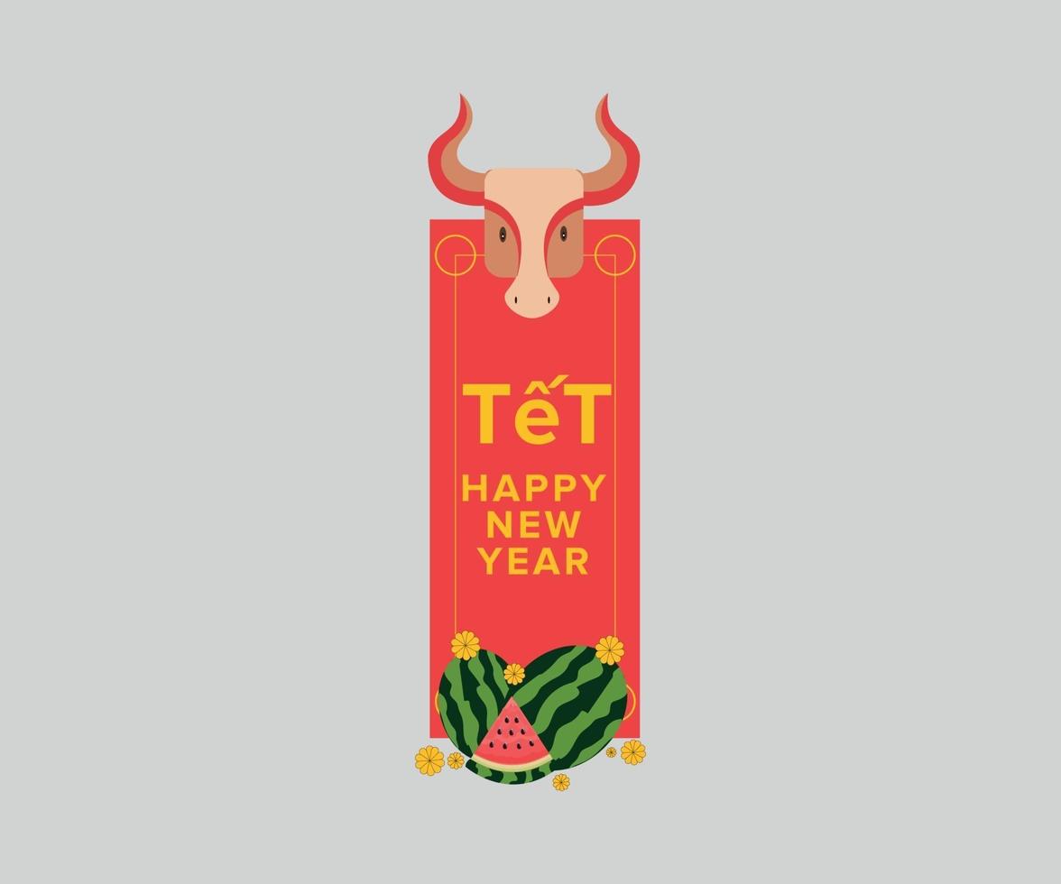 vietnam tet feliz año nuevo banner con tipografía arte vectorial vector