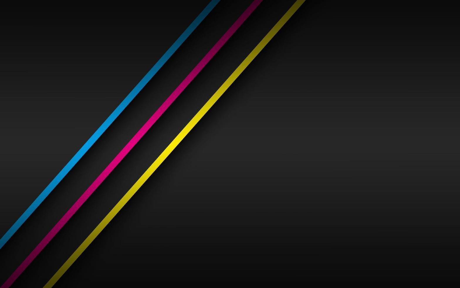 Fondo de material moderno negro con capas superpuestas y líneas diagonales en colores cmyk. plantilla para su negocio. vector de fondo de pantalla panorámica abstracta