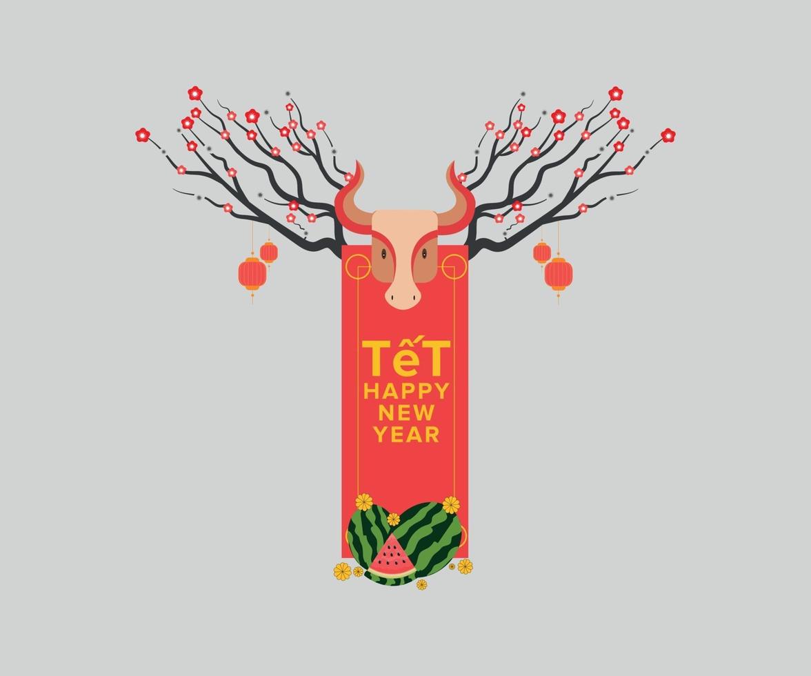 Modern Vietnam Tet Happy New year vector graphic art