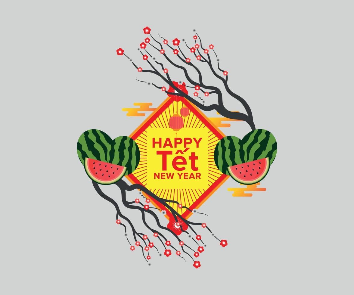 Vietnam Tet Happy New year banner with typography vector banner