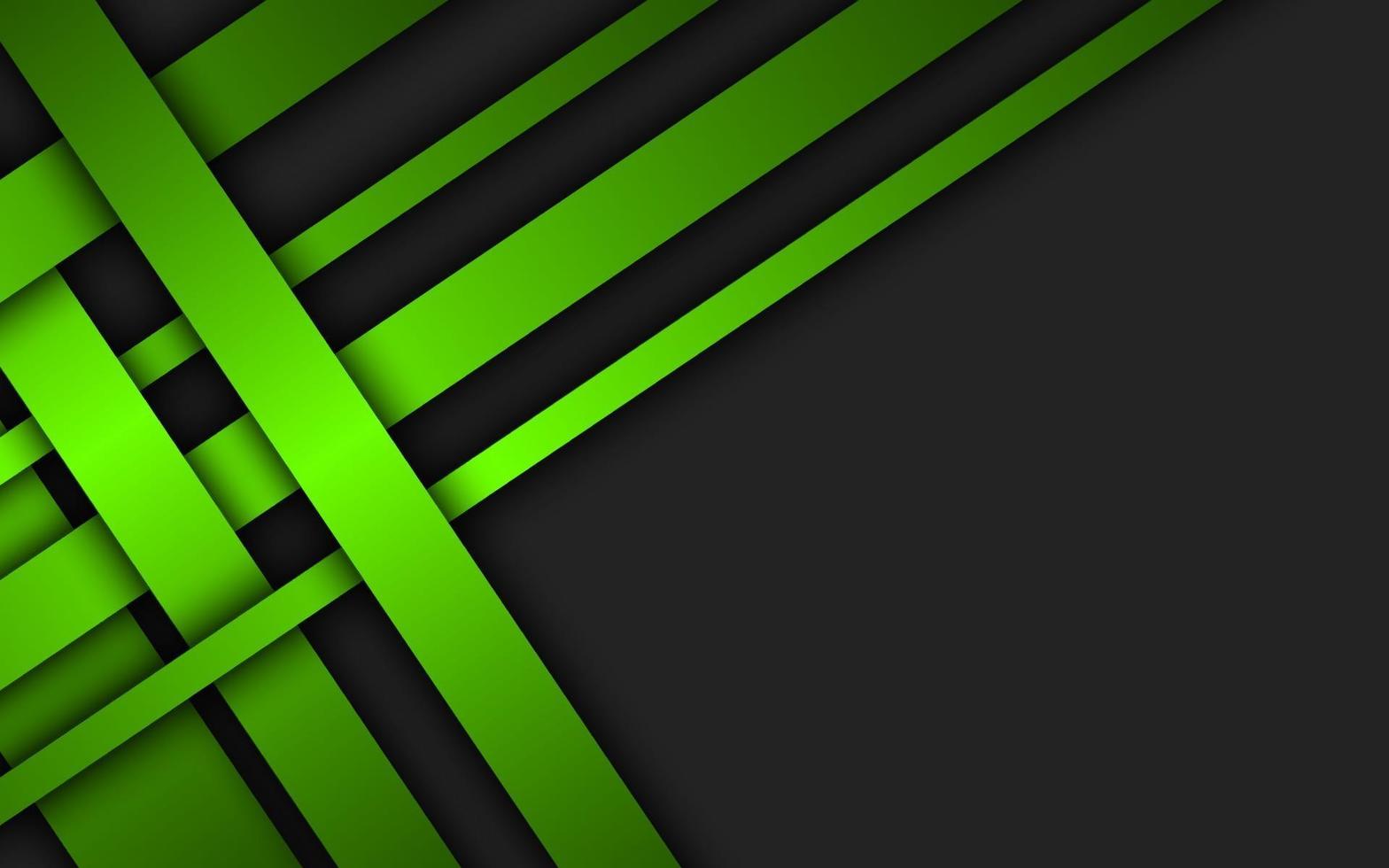 Green overlapped stripes. Geometric material background. Dark abstract corporate design with place for your text. Modern vector illustration