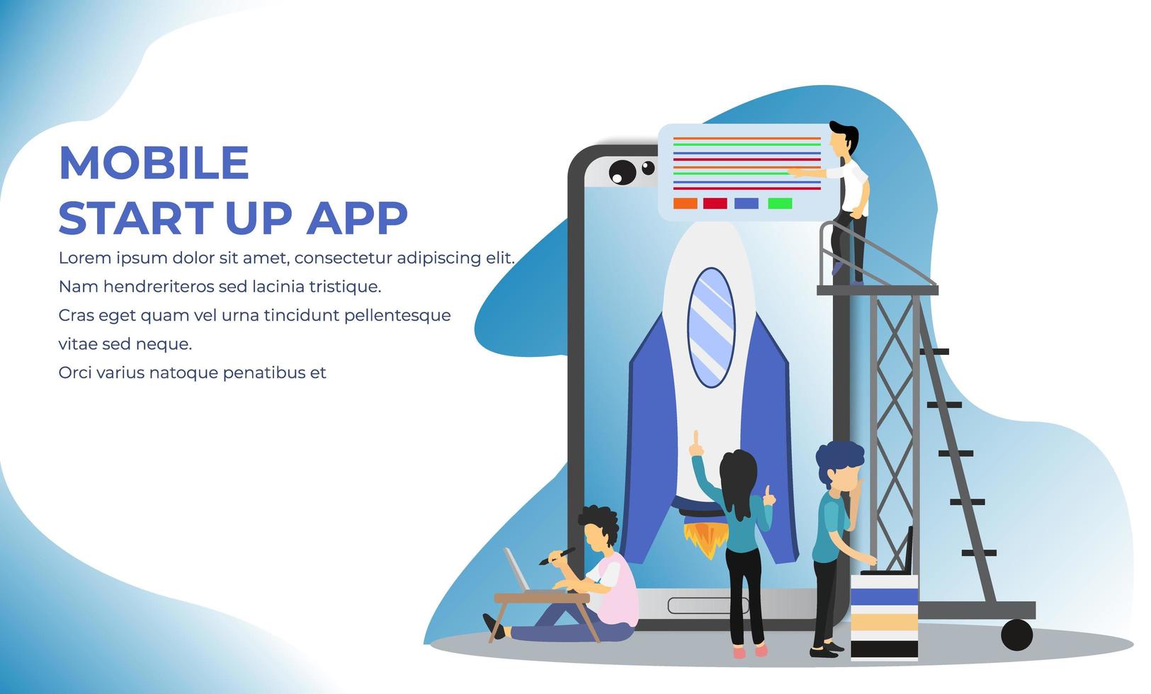 Modern flat design concept of Startup your project Vector Illustration, Suitable For Wallpaper, Banner, Background, Card, Book, Illustration And Web Landing Page Concept.