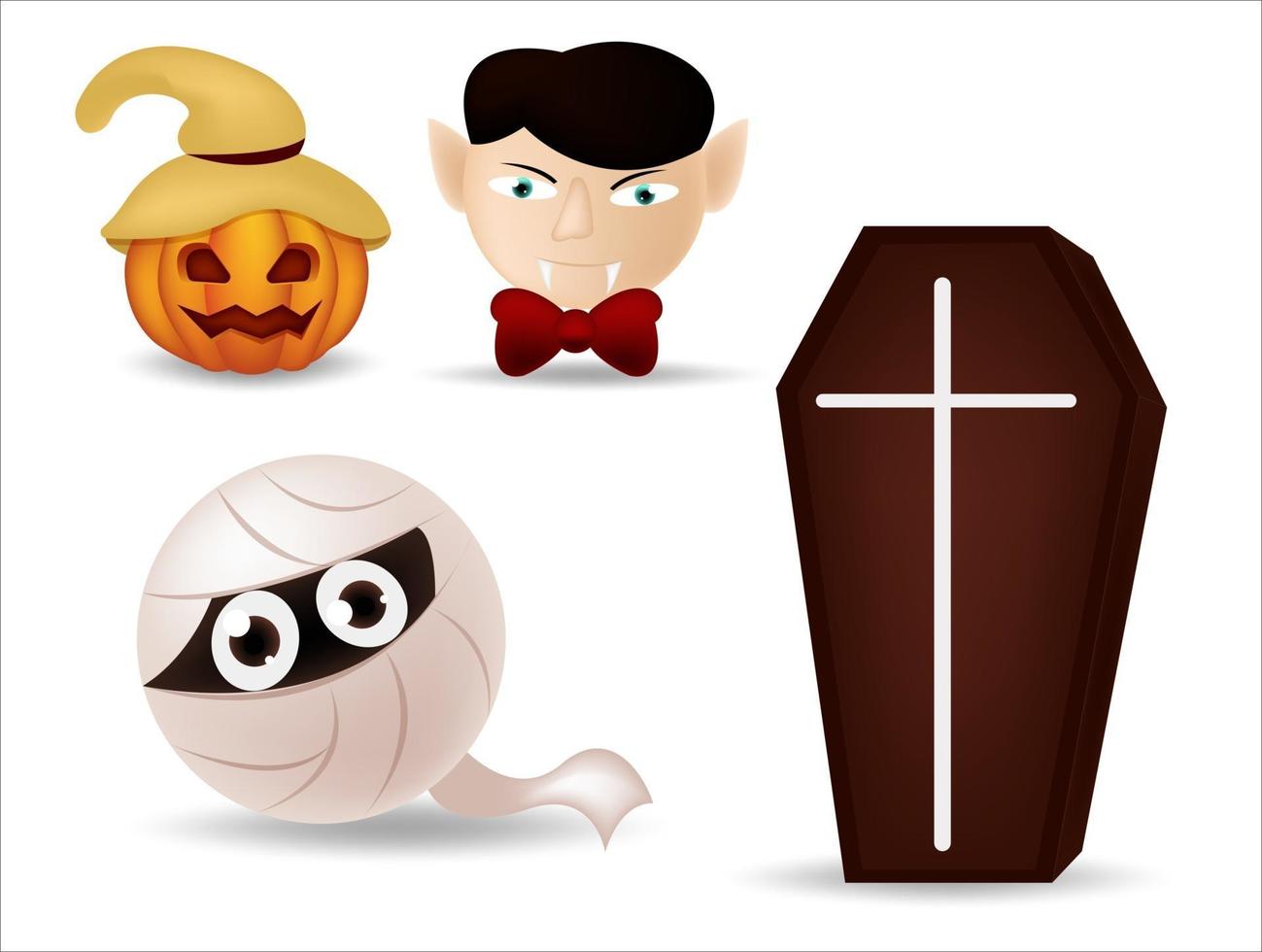 Helloaween cute emoticons, emoji set vector