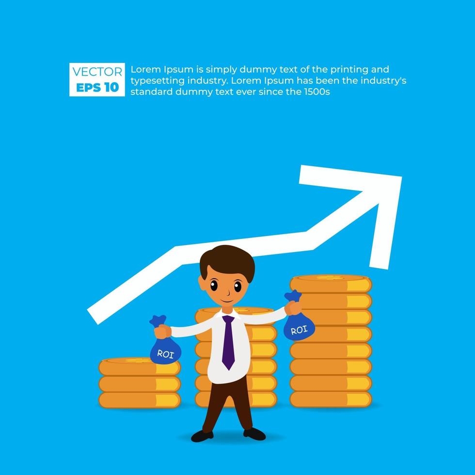 Income salary rate increase. Finance performance of return on investment ROI concept with arrow vector