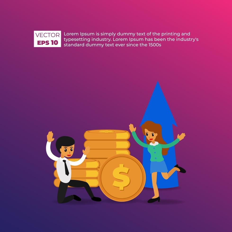 Income salary rate increase. Finance performance of return on investment ROI concept vector