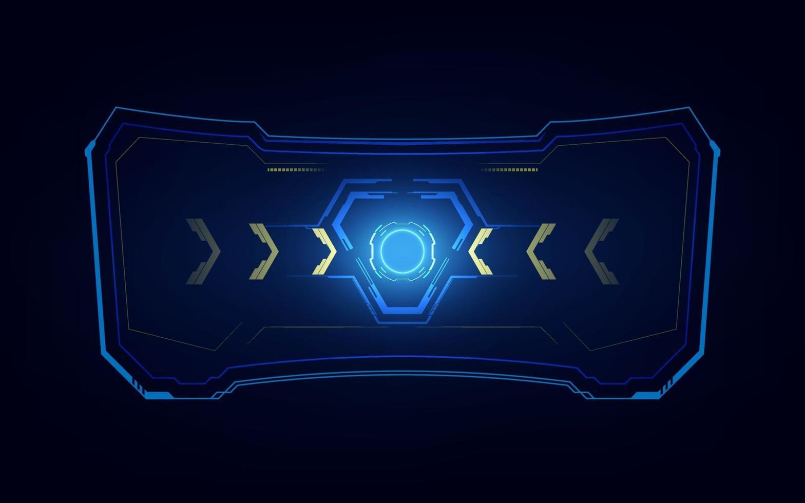 abstract tech sci fi hologram frame template design background vector