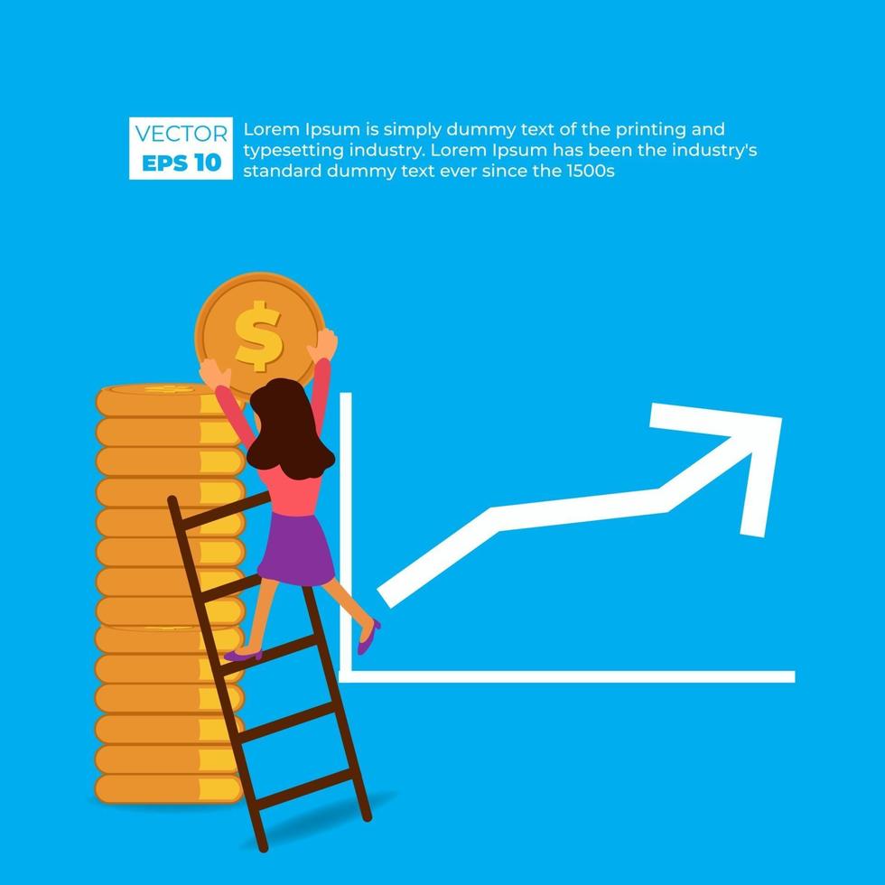 Income salary rate increase. Finance performance of return on investment ROI concept with arrow vector