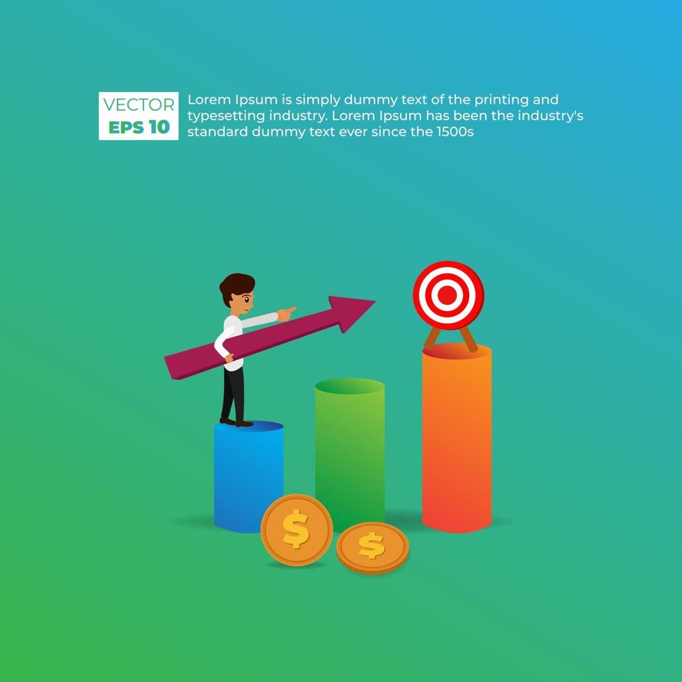 Income salary rate increase. Finance performance of return on investment ROI concept with arrow vector