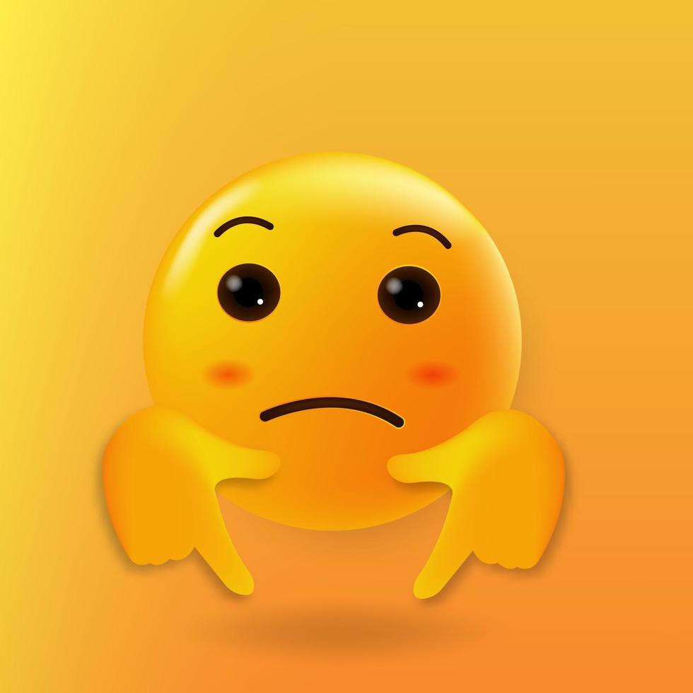 Cute emoji pointing downwards vector