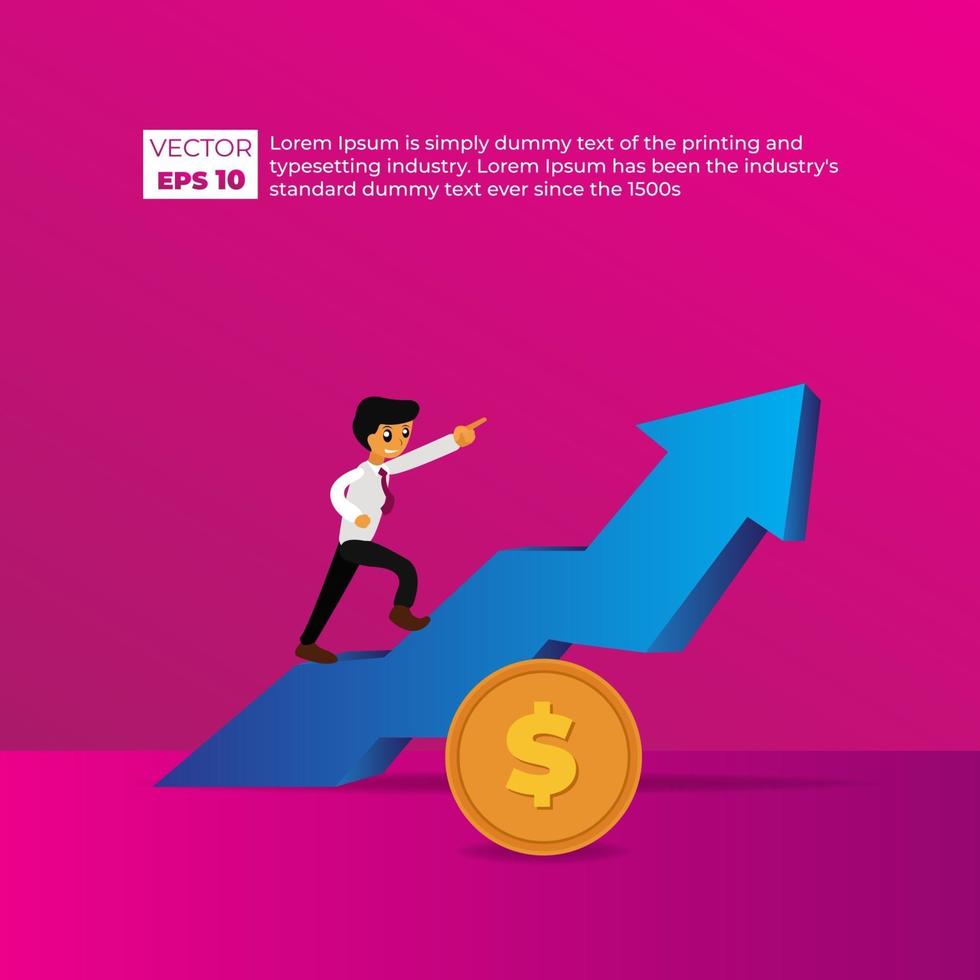 Income salary rate increase. Finance performance of return on investment ROI concept with arrow. vector