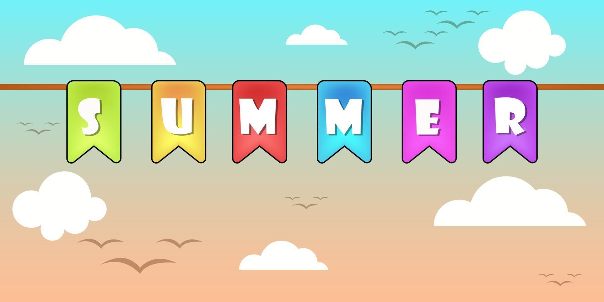 summer flags cool vintage background illustration vector