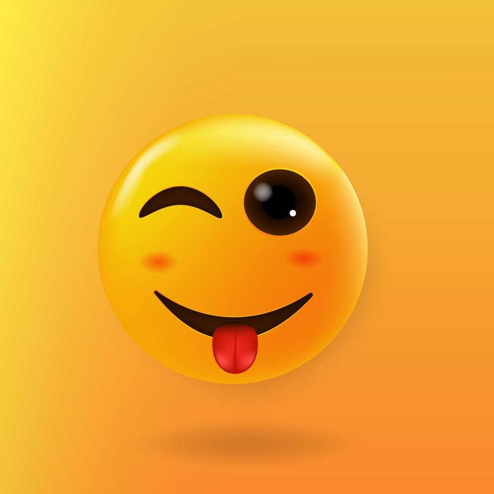 lindo guiño cara con lengua emoji vector