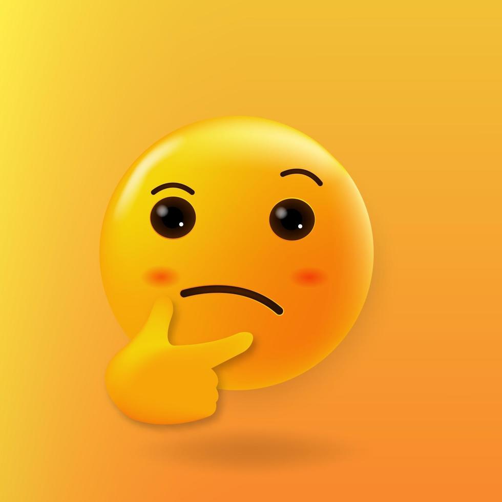 cara de pensamiento lindo emoji vector