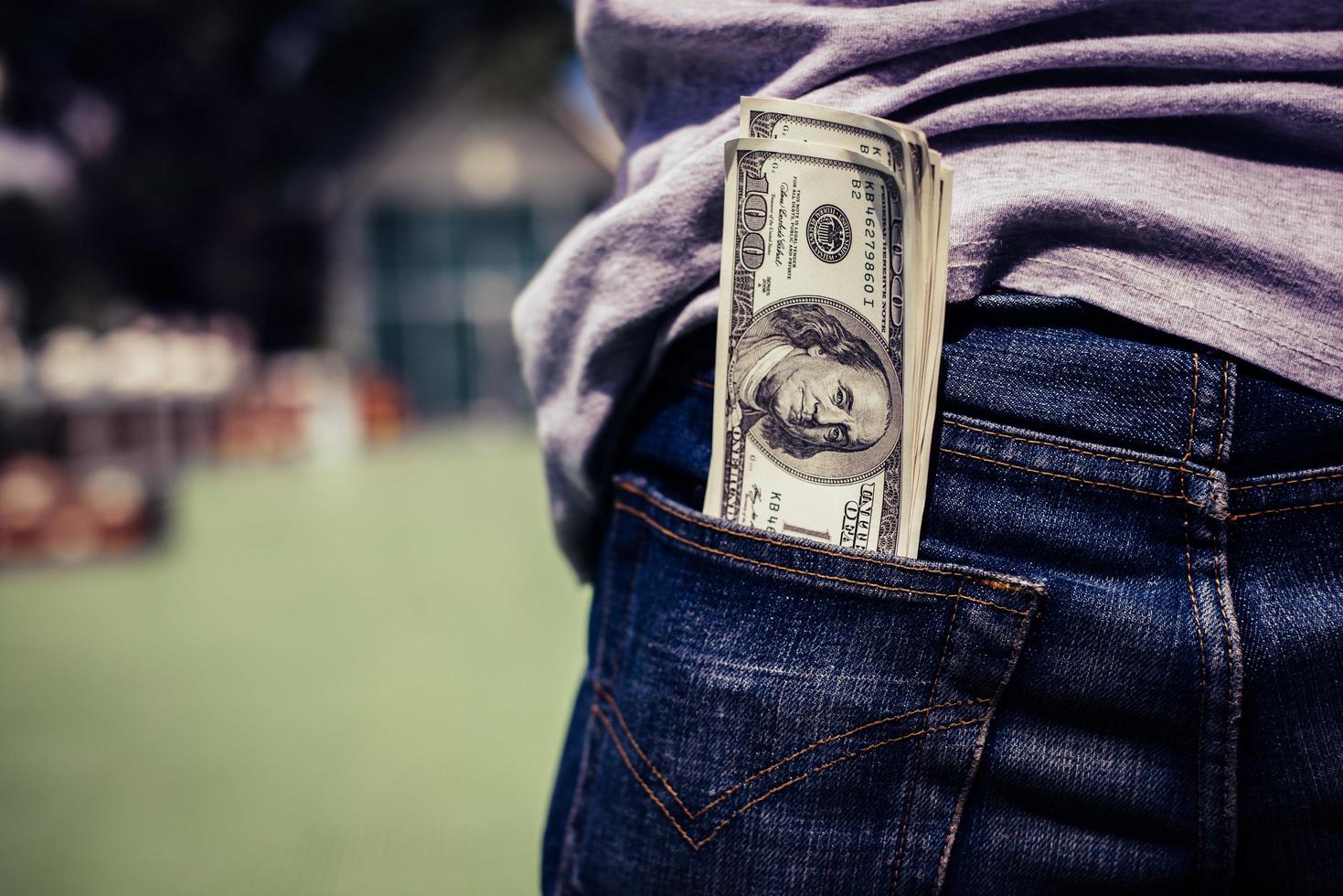 Money in a man's back pocket photo