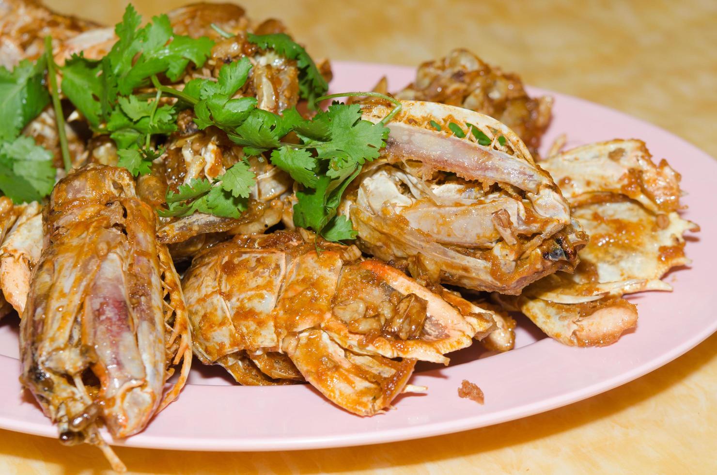 Seafood with cilantro garnish photo